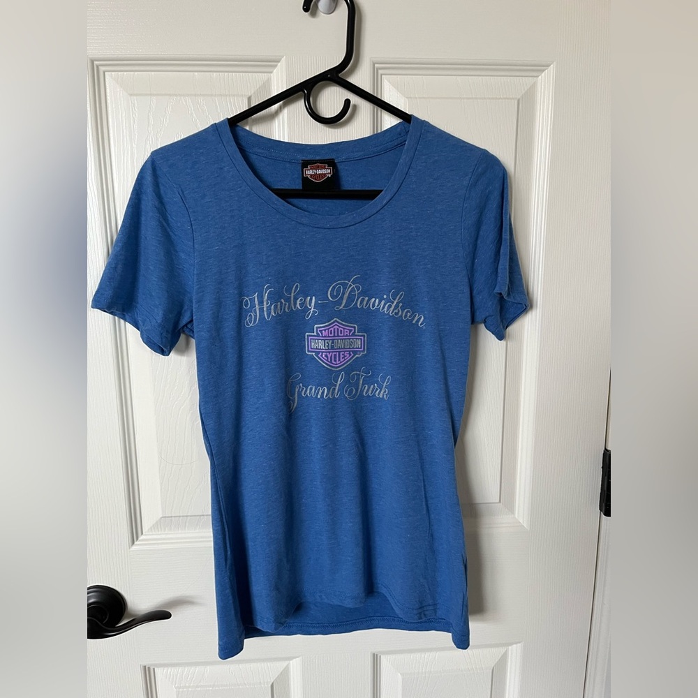 Harley-Davidson Blue Tee with Logo Print